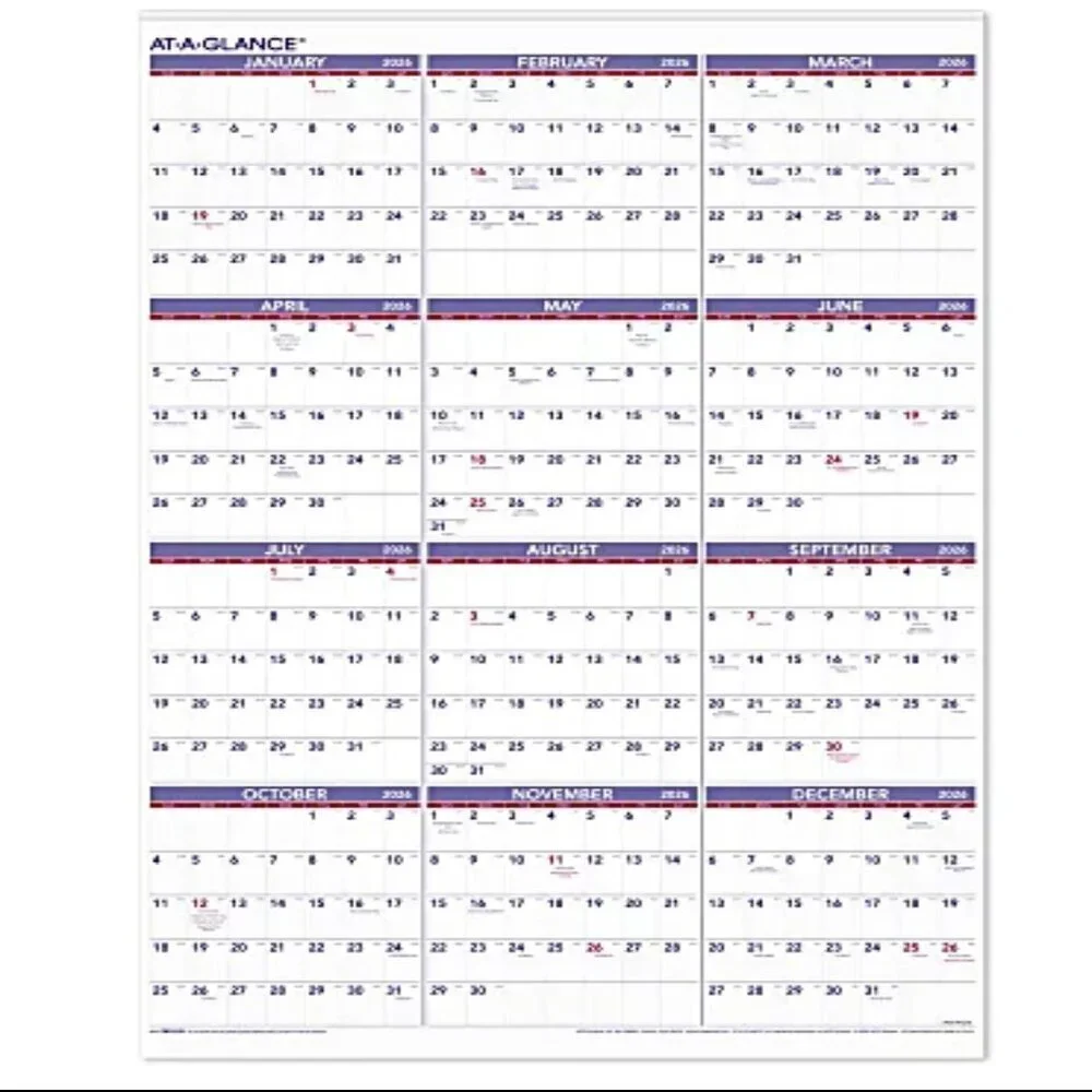 AT-A-GLANCE® 2026 Yearly Wall Calendar, Extra Large, 24